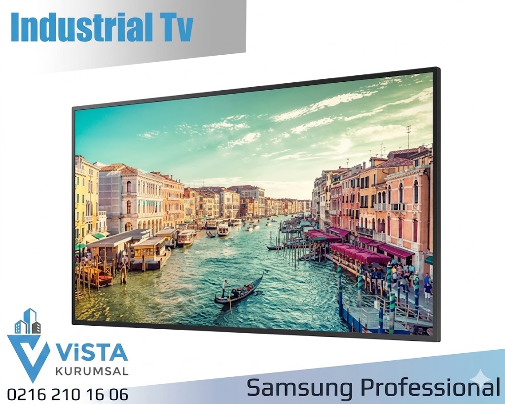 Samsung partneri olan Vista Kurumsal tarafından projelendirilen Samsung Professional serisi endüstriyel TV ve sanayi tipi ekran.